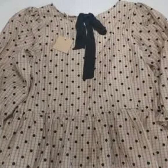 Perch Extra Large Adorable Polka Dot Top with Black Bow - Picture 2 of 4